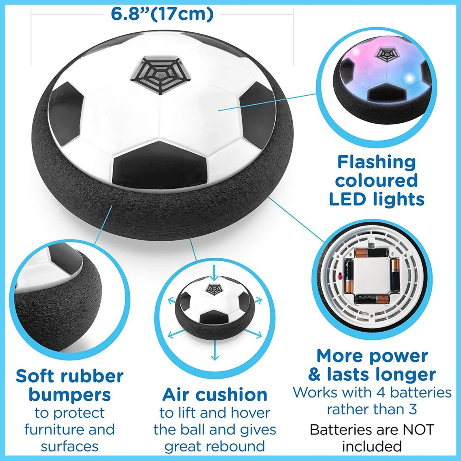 Hover Soccer Ball - LED Light Up Toys for Indoor Play - Perfect Gifts for Boys Ages 5-8 - Safe and Fun Stocking Stuffers