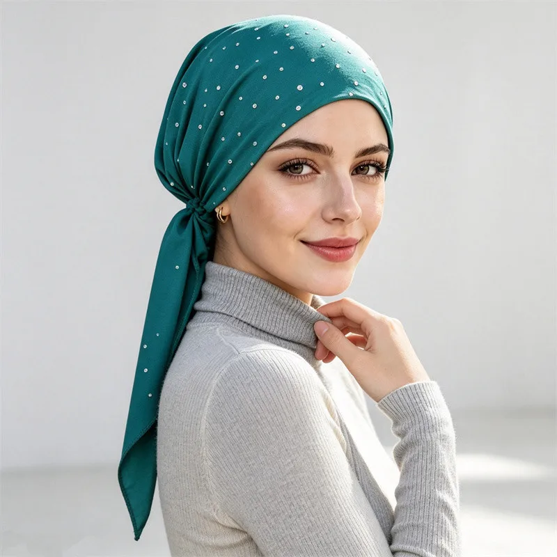 New Muslim Hijab Pre-Tied Turban Women Long Tail Cap Hat Headscarf Head Wrap Bonnet Hair Loss Bandanas Headwear Turbante Mujer