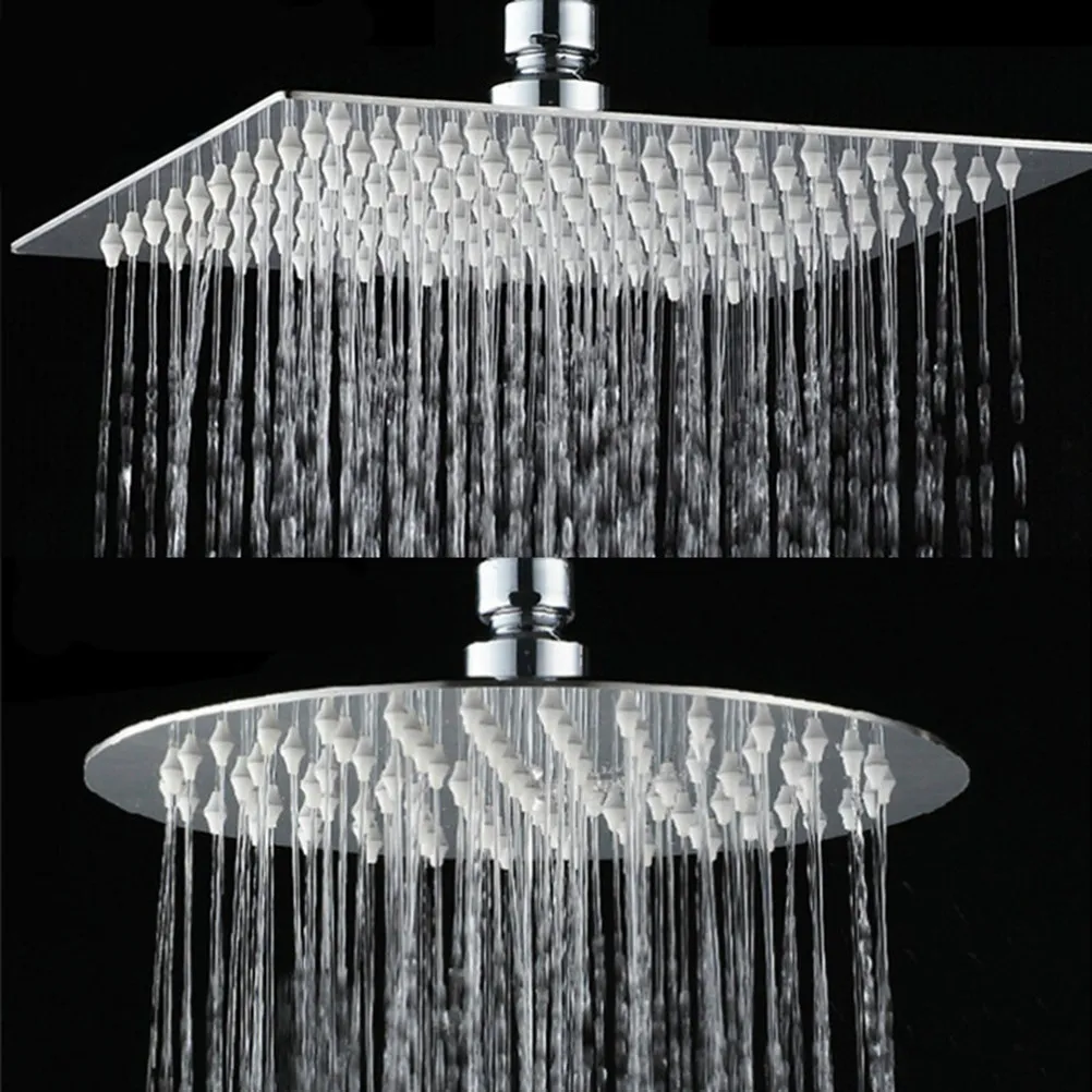 10 Inch Square Shower Head Stainless Steel Ultra-Thin Rainfall Showerhead High Pressure Waterfall Spray Wide Coverage For