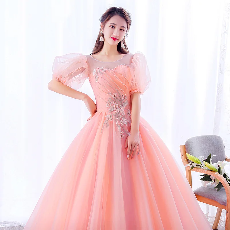 فساتين Quinceanera مخصصة على شكل كرة من التل مزينة للحفلات الراقصة وحفلات أعياد الميلاد فساتين حفلات أعياد الميلاد فيستدو دي نوش Abendkleider رداء السهرة