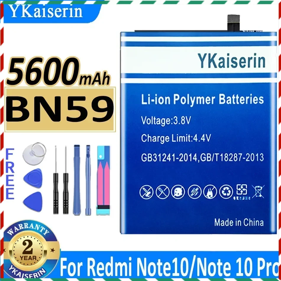 YKaiserin High Quality New BN59 5600mAh Battery for Xiaomi Redmi Note10 Note 10 Note 10 Pro 10S Note10 pro Batteries Tools