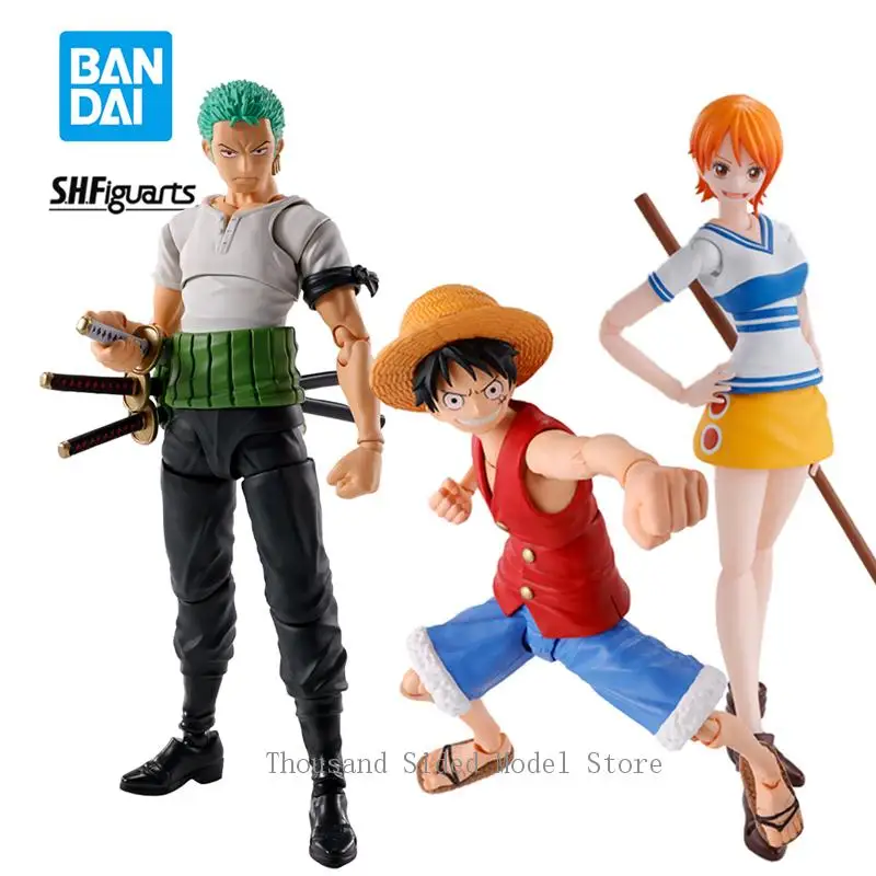 

In Stock Bandai S.H.Figuarts One Piece Monkey D. Luffy Nami Roronoa Zoro Romance Dawn Ver. SHF Original Action Figure Model Toys