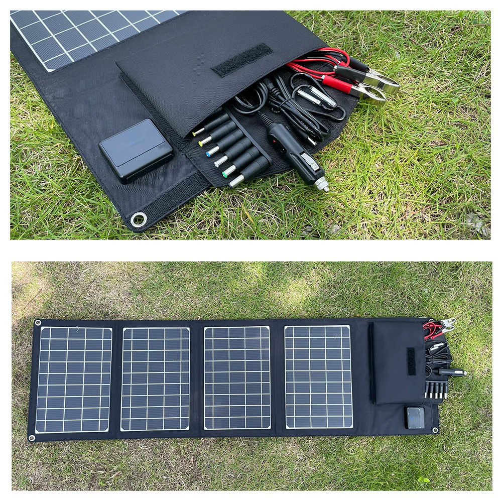 Upgraded 28W Portable Solar Panel Charger Type-C USB 5V 18V DC Camping Foldable Solar Panels For Moblie Phone Charge Power Bank