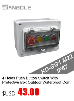 M22 Im Freien Wasserdichte IP67 Push Button Switch Box Notfall Stop Control Verteilung Rot 10A Schraube Installation – Detail 9