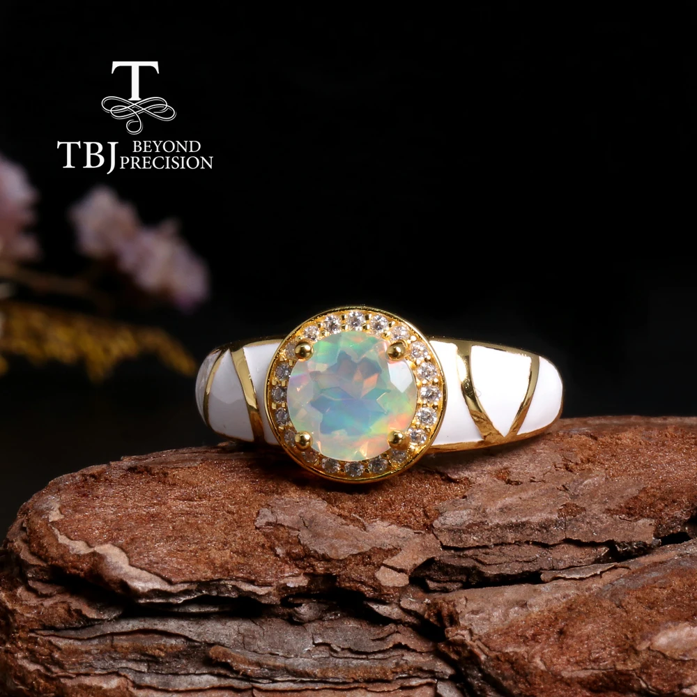 Vintage design Color rich natural Opal Silver Ring October Birthstone gemstone jewelry for women and girls party & banquet wear - view 2