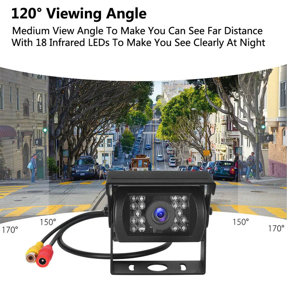 Bileeko 12-24v For RV Truck Bus Van Car IR Back Up Camera Night Vision System 7\