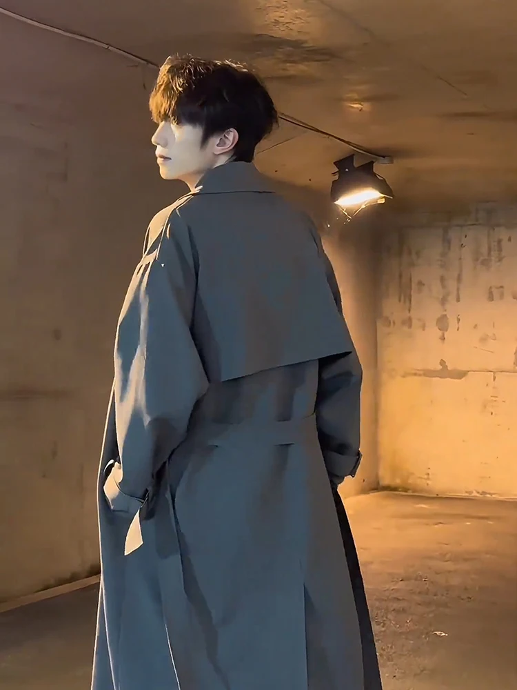 

Корейская мужская ветровка большого размера, осенний сезон, Briti Sle, длинное джинсовое пальто High Sensation Haome, подставка