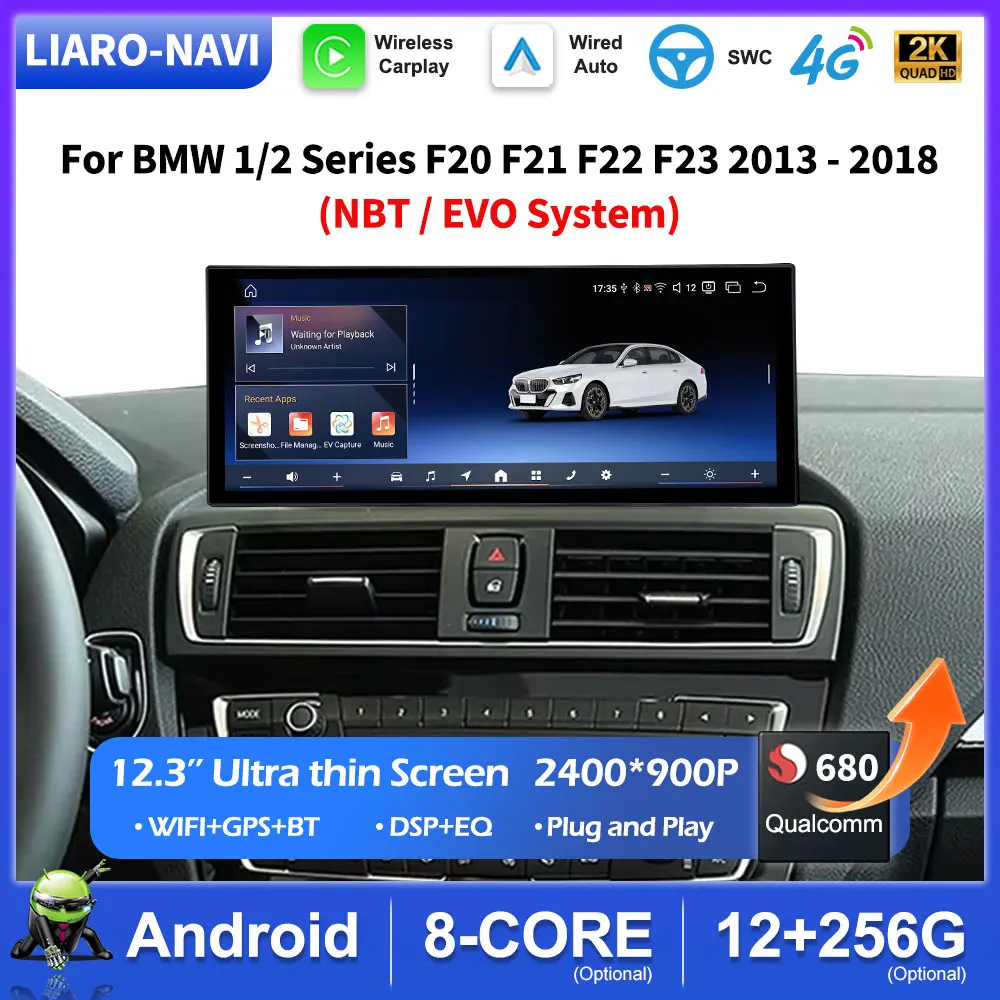 Radio Multimedia para Auto con GPS y Sistema Operativo Android para BMW Serie 1 F20 F21 F22 F23 2013-2018 Sistema NBT EVO Carplay Inalámbrico BT Wifi