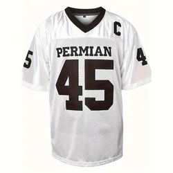 #45 White American Football Embroidered Retro Jersey Heavy Game Character Casual Sports Loose T-shirt Top