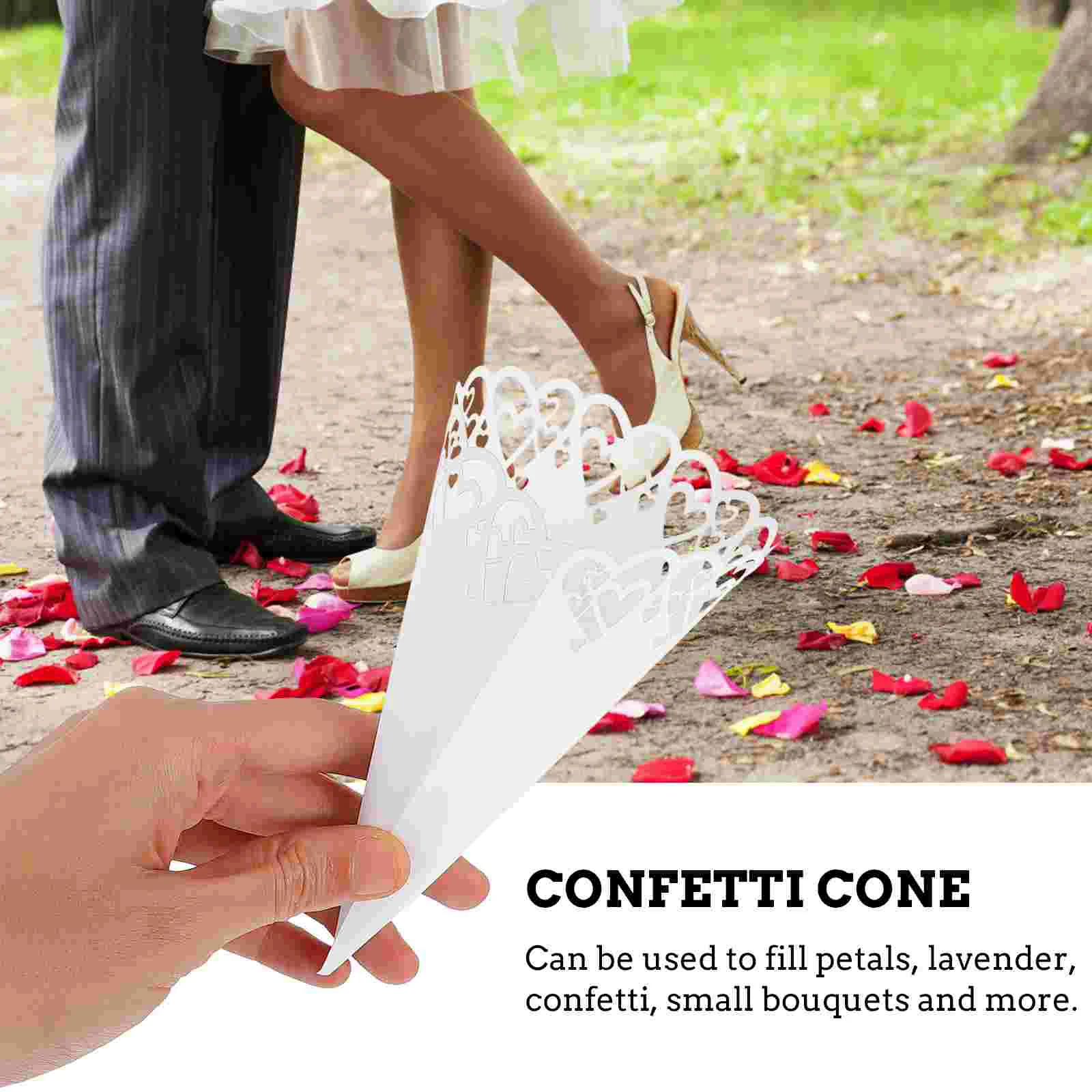 20 Pcs Paper Fountain DIY Wedding Decorations Flower Cones Lace Decorative Hollow Confetti Petal