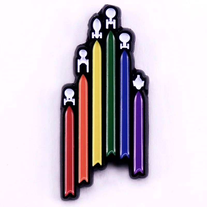 بين النجوم الخيال العلمي التلفزيون المتحمسين المينا بروش شارة الدنيم سترة ظهره دبوس الديكور #4