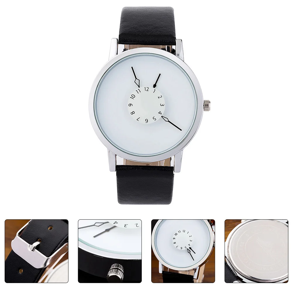 

Clear Digital Scale Student Waterproof Quartz Watch PU Strap Comfortable Adjustable Size Wristwatch Practical Gift