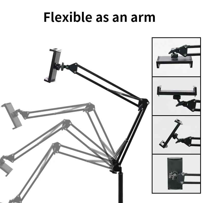 2025 ângulo altura retrátil suporte de chão tablet ao vivo suporte do telefone embalagem caixa tablet suporte preto e branco fcc