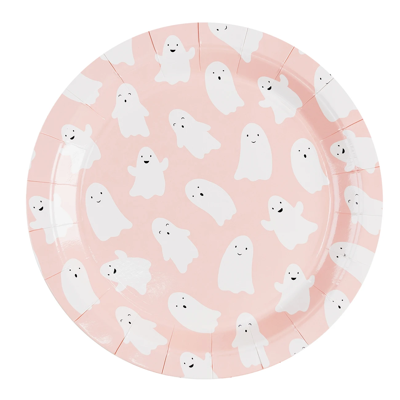 8Pcs Halloween Paper Plate Ghost White Pumpkin Pink Bat Hat Orange Black S01759