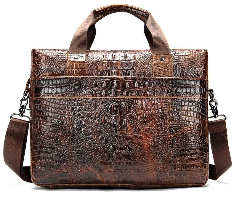 Imagem -02 - Luxo dos Homens Jacaré Bolsa de Couro Crocodilo Padrão Bolsa de Ombro Portátil Bolsas Messgenger Bolsa de Moda Crossbody