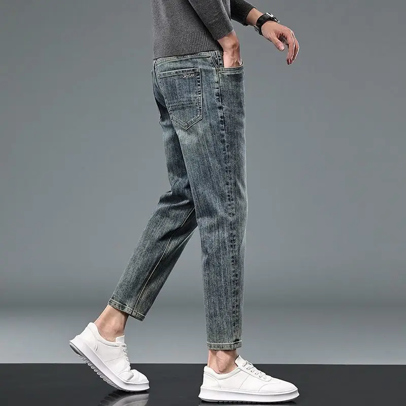 New 2026 Designer Jeans Man Menswear Clothing Autumn Jeans Men's Loose Straight Retro Elastic Pants Trendy Cowboy Pants Man