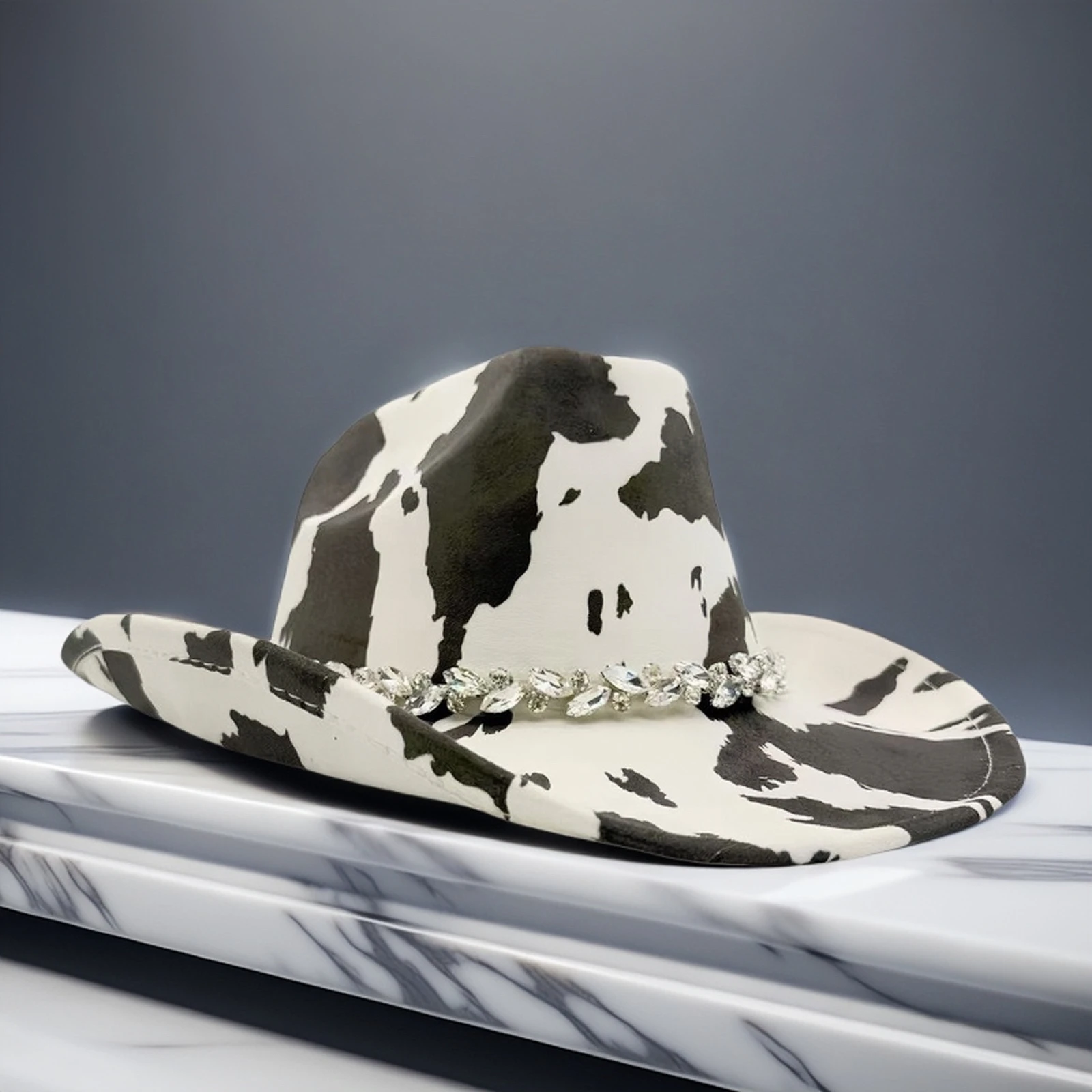 

HongLuan Black/White Cow Pattern Rhinestone Cowboy Hat Woman for Cowgirl Costume, Luxury Cowboy Hats & Cowboy Accessories