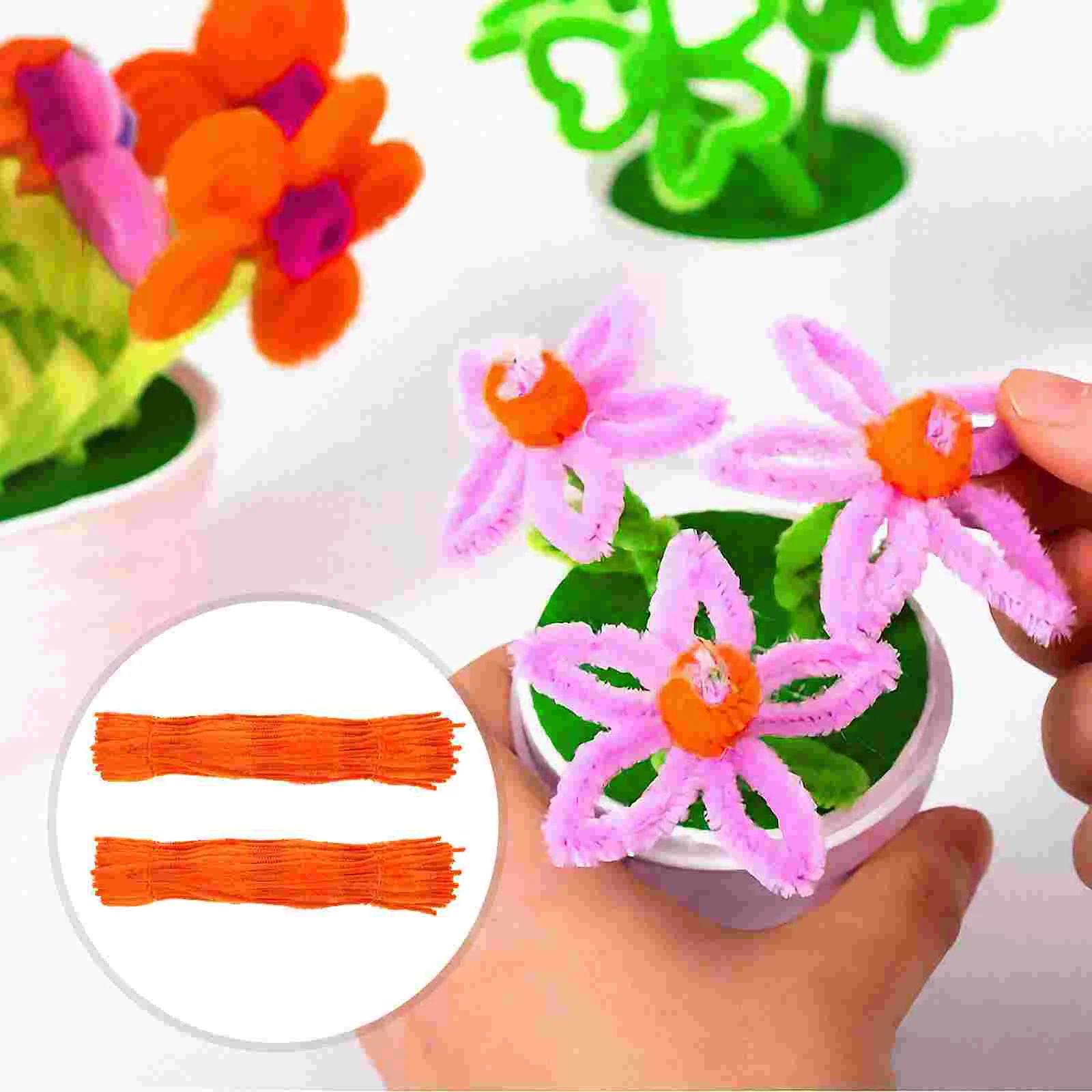 200 Pcs Wave Twist Stick DIY Twistable Strips Stems Plush Sticks Handmade Accessory Polyester Iron Wire Child Bulk Ornaments