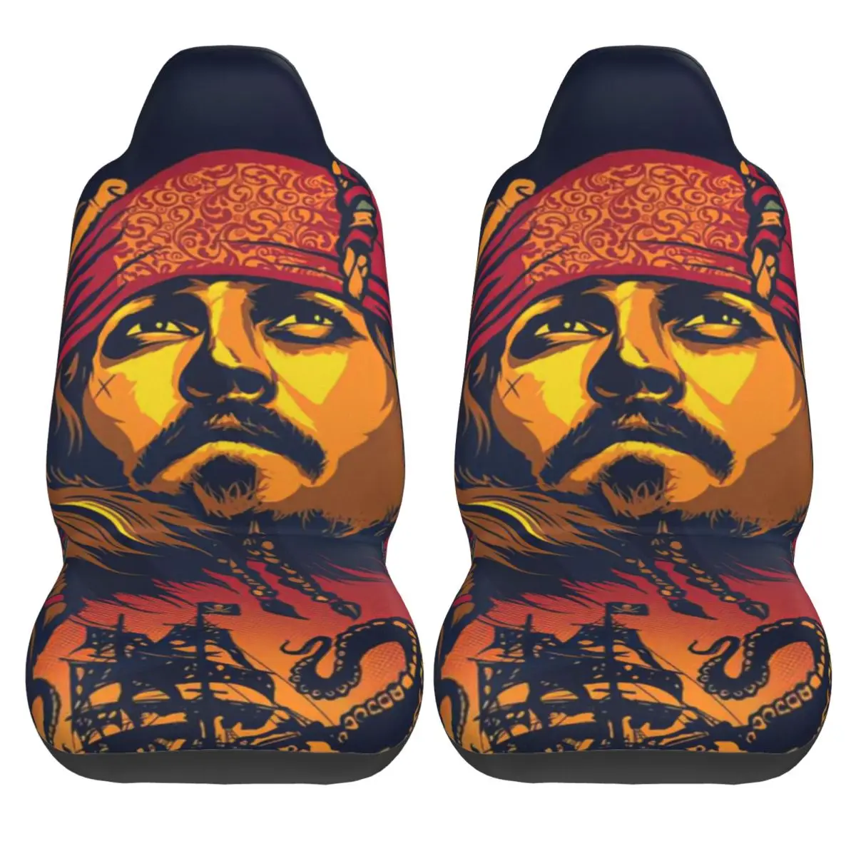 Captain Jack Sparrow Car Seat Cover Custom Printing Universal Front Protector Accessories Cushion Set