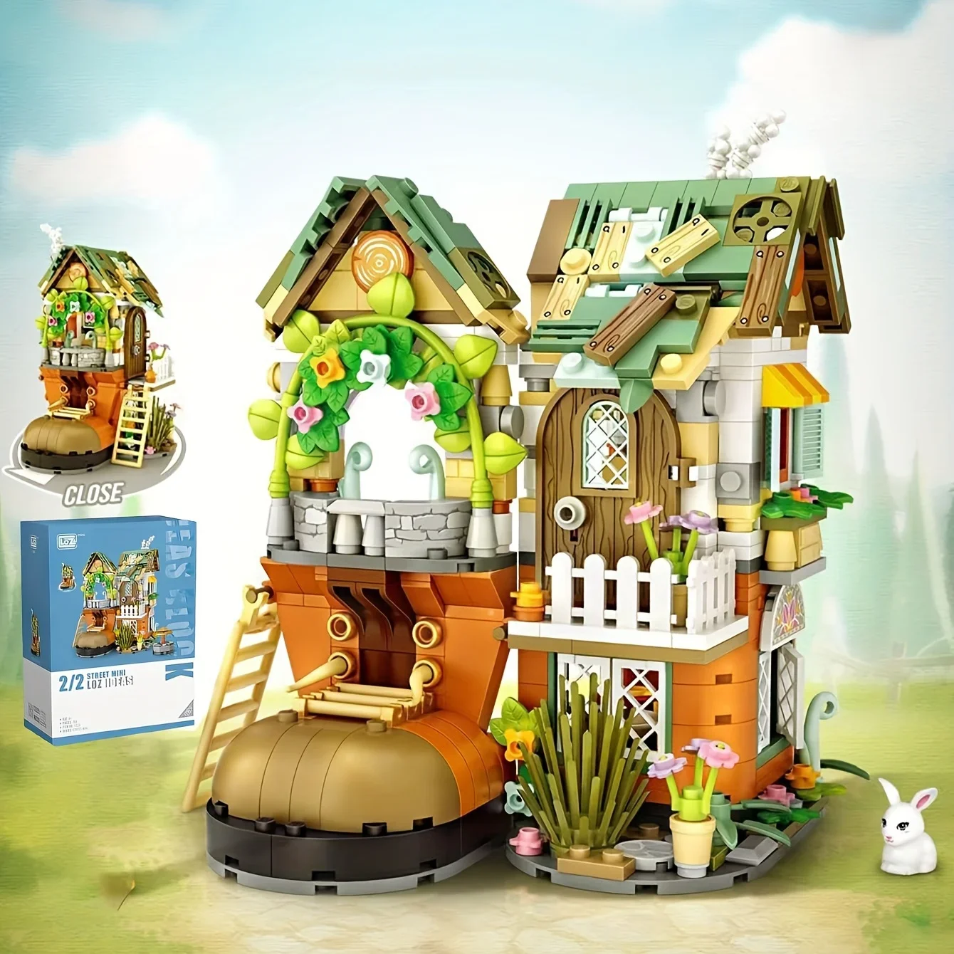 Get the Dwarf Hut Shoe House Ladder Garden Mini Blocks Bricks Building Toy For Christmas Gift Home Decoration