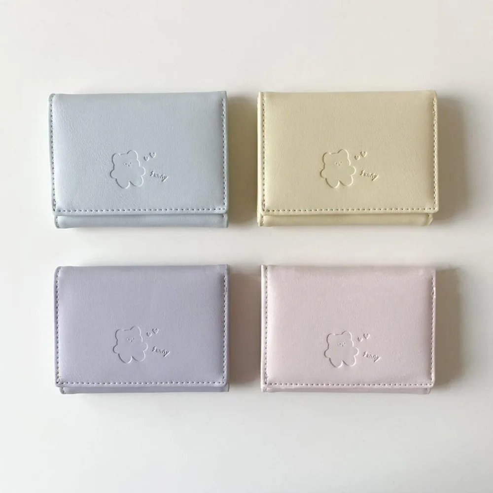 

PU Trifold Wallet Solid Color Leather Rope Women Leather Purse Multi Card Slots Clutch Pouch Zipper Zero Wallet Girls