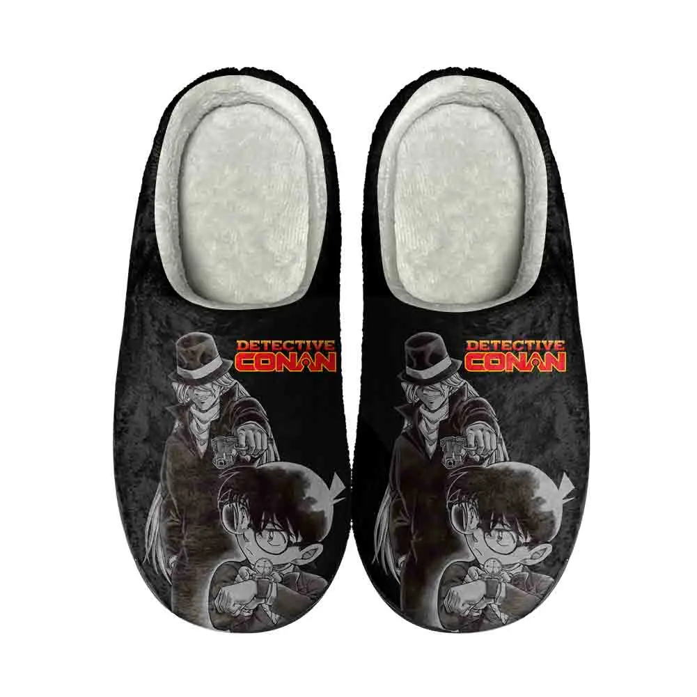 Detective Conan Home Cotton Custom Slippers High Quality Men Women Teenager Plush Fashion Casual Keep Warm Shoes Thermal Slipper