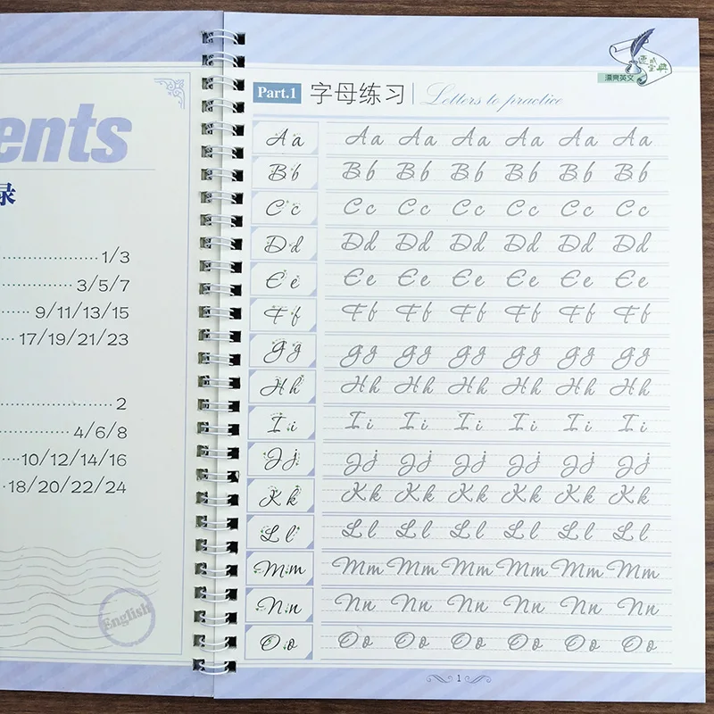 Principianti Entry round English Groove Practice Copybook Quick Copy Practice calligrafia uso ripetuto della pratica della parola Artifac