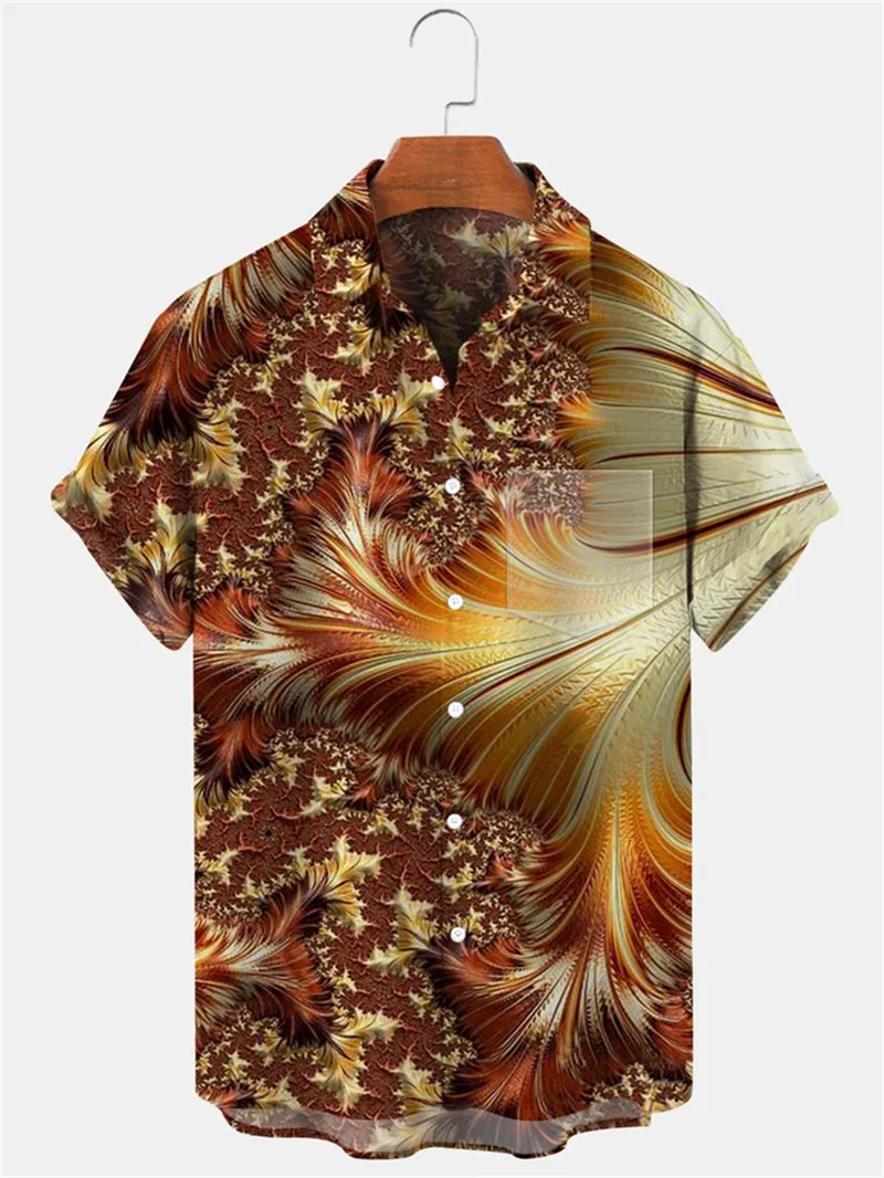 

2025 Plant Printed Men's Hawaiian Beach Shirt Summer Casual Short sleeved Collar Shirt Holiday Shirt Men's Shirt