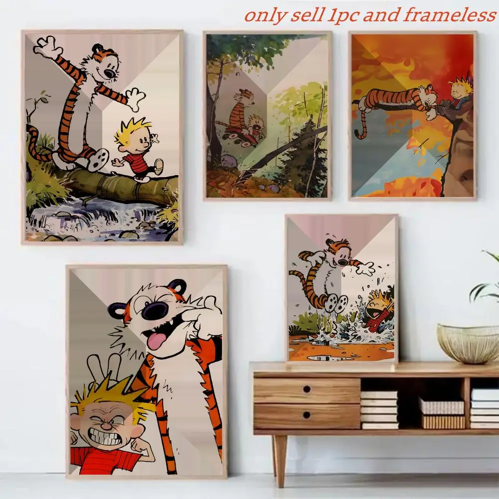 Anime C-Calvin And Hobbes Painting Calligraphy Canvas Mural For Interior Walls Crease-Free Beautiful For Living Room Bedroom