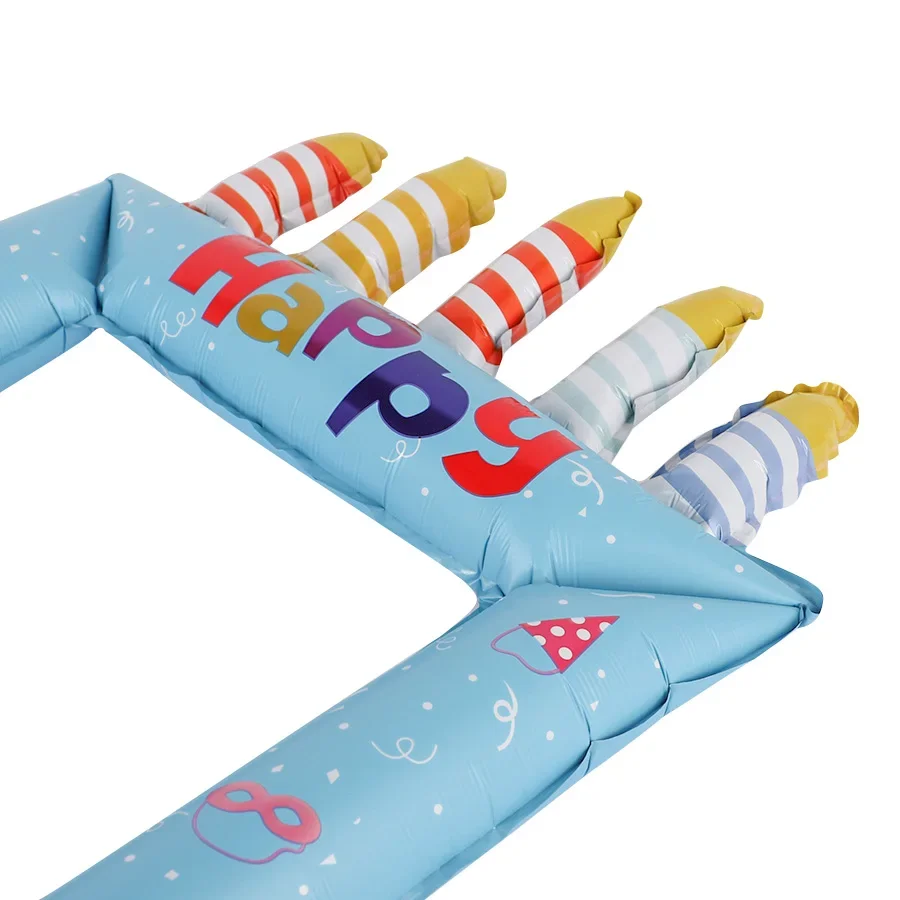 1/2pcs Blue Pink Birthday Photo Frame Foil Balloon Backdrop Props for Happy Birthday Party Celebrations Decoration Supplies - view 5