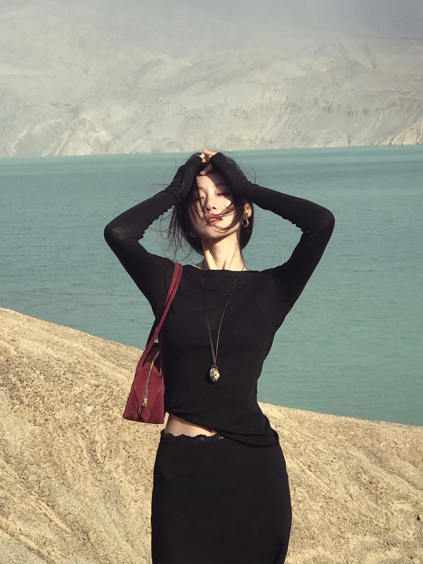 

Женская приталенная шерстяная футболка FORNIYOYO из ультратонкой мериносовой шерсти с длинным рукавом для повседневной носки, осенний сезон