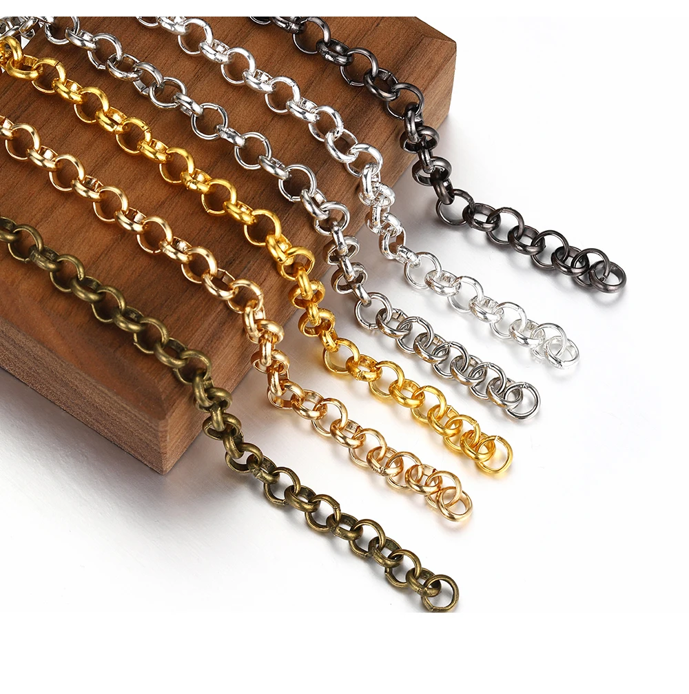 1 Meter 2 Meter geprägte O-Form Halskette Ketten Kupfer Armband Kabel Link Bulk Offene Ringketten für DIY Schmuckherstellung – Detail 13