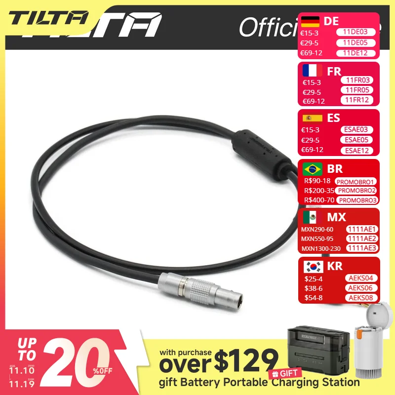 TILTA Nucleus-M Run/Stop Cables for 3-Pin Fischer C200 C300 for Fujifilm X T3 A6 A7 A9 Series for RED Komodo USBC Port
