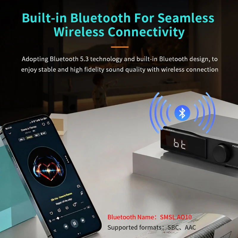 NUOVO SMSL AO10 Bluetooth HiFi Hi-Res Decoder DAC AMP Amplificatore di potenza Convertitore audio multifunzionale per la musica dell'auto domestica