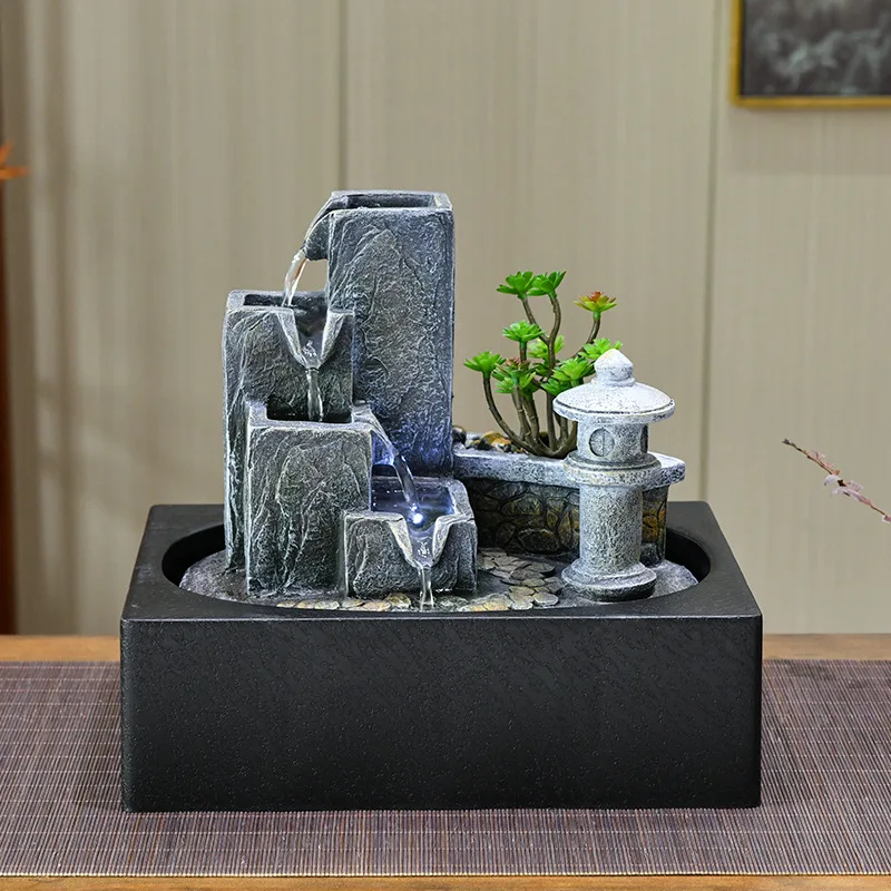 Indoor Relaxation Desktop Fountain Waterfall With Rockery, Sand Garden, Perfect for Office, Home, Bedroom Desk Decoration