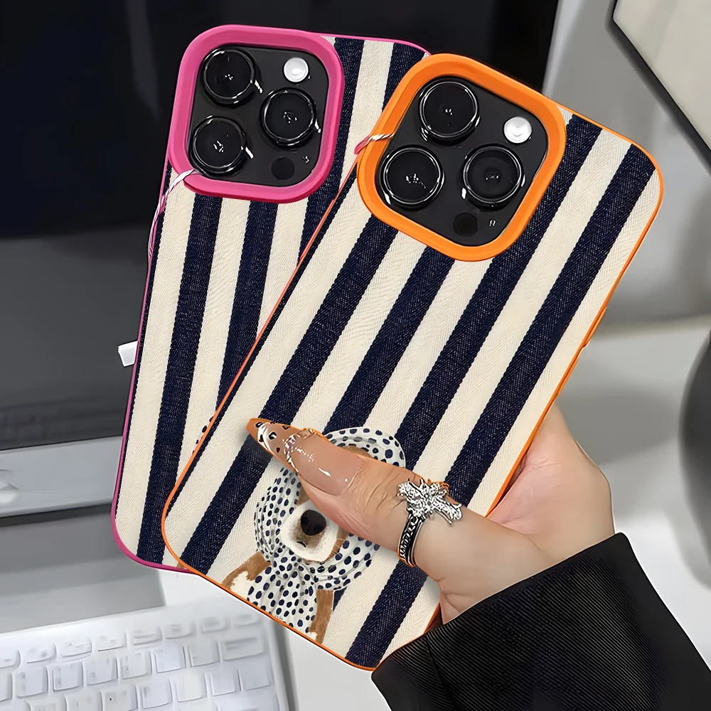 Cartoon Polka Dot Dog Pattern Phone Case for IPhone 11 12 13 14 15 16 17 Pro Max Air X Xs XR 15 Plus Silicone Soft Lychee Cover