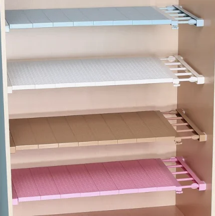 

Cabinet divider layering shelf retractable storage shelf No punching closet tension shelf wardrobe divider