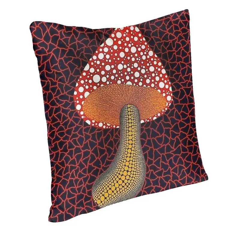 Yayoi Kusama Square Pillowcover Decoration Mushroom Pop Art Cushions Throw Pillow for Living Room Double-sided Printing