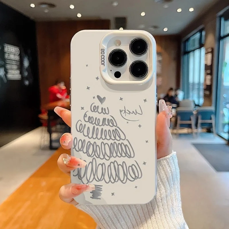 ل Tecno Spark Go 2 1 40 30C 20C 6 Go 2025 2024 2023 30 20 10 10C 9 8 8 8C 7 7T 4 Pro جراب هاتف الفضة الحب شجرة عيد الميلاد غطاء #1