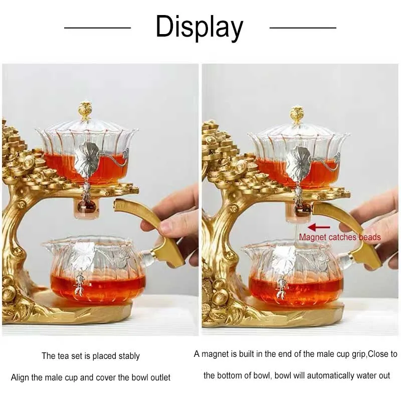 Creative Cash Cow Glass Teapot, Automatic Tea Set, Heat-resistant Tea Infuser, Turkish Drip Making Pot with Base, New Arrival