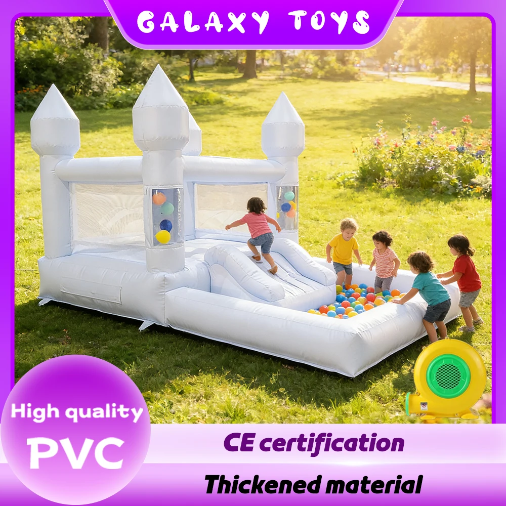 Будиночок для детей 5–12 лет, шезлонг с воздуходувкой для заднего двора/в помещении, детский праздничный надувной дом с горкой