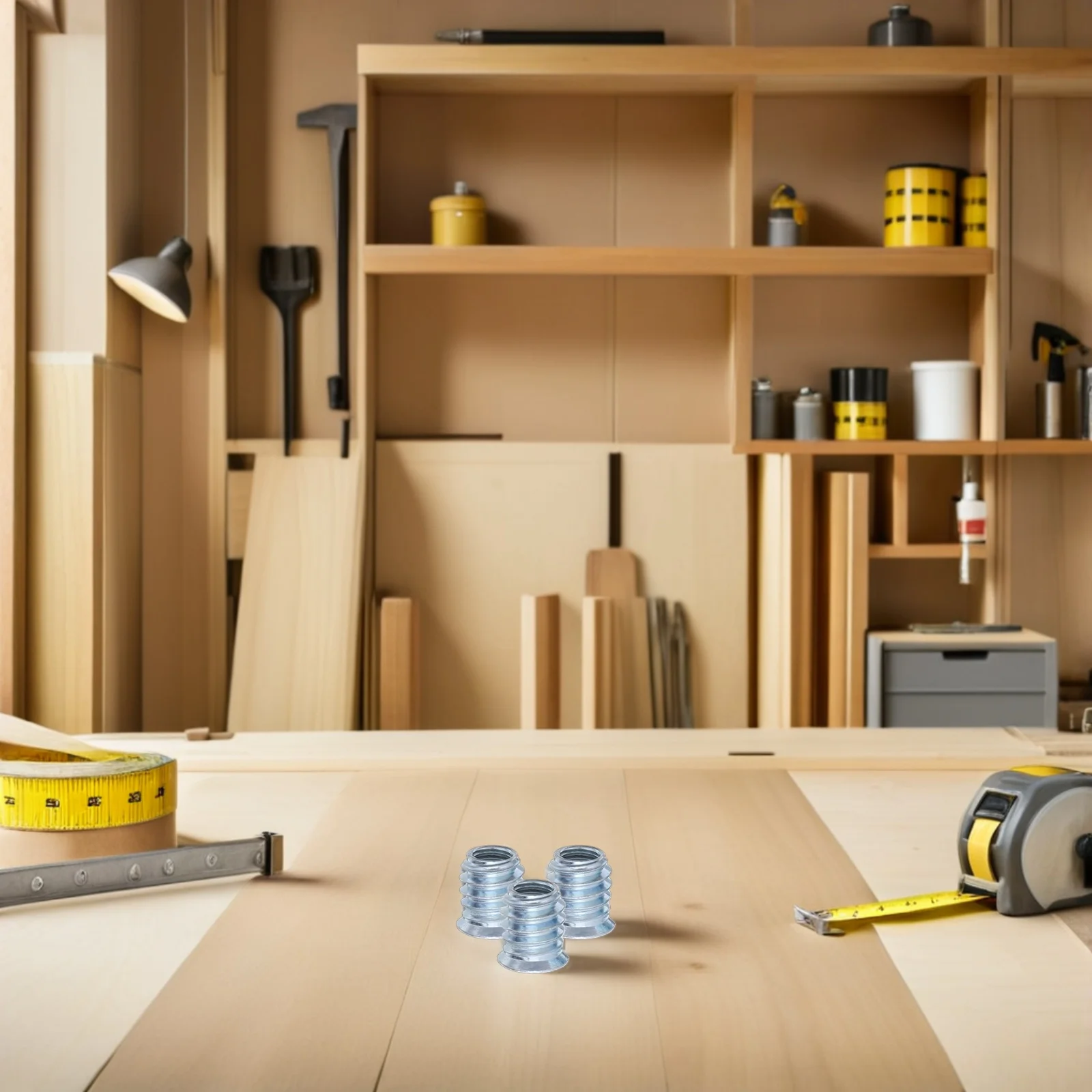 

100Pcs M8x15 Carbon Steel Threaded Nuts for Wood Furniture Secure Hex Drive Fasteners Easy Installation Deep Threads