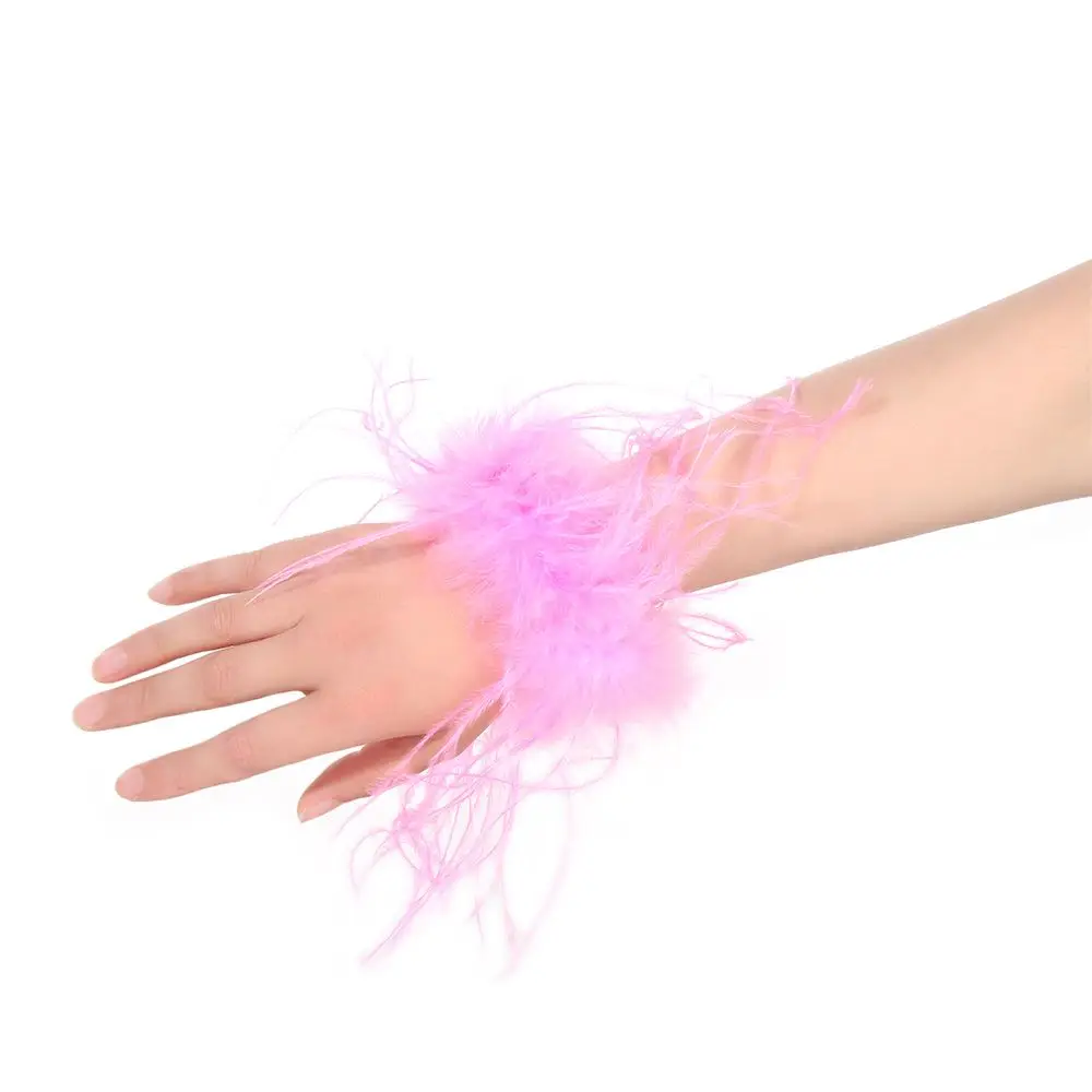 Decoration Children Gift Ostrich Slap Bangle Cuff Sleeves Hair Accessories Patting Circle Feather Slap Bracelets Wristband