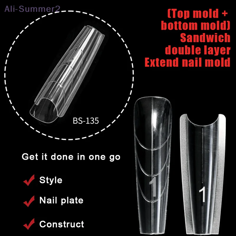 {Summer2} ساندويتش أشكال أظافر مزدوجة 240 قطعة 15 حجم ملحقات-أشكال مزدوجة أظافر اللوز التابوت أشكال علوية قالب سفلي #3