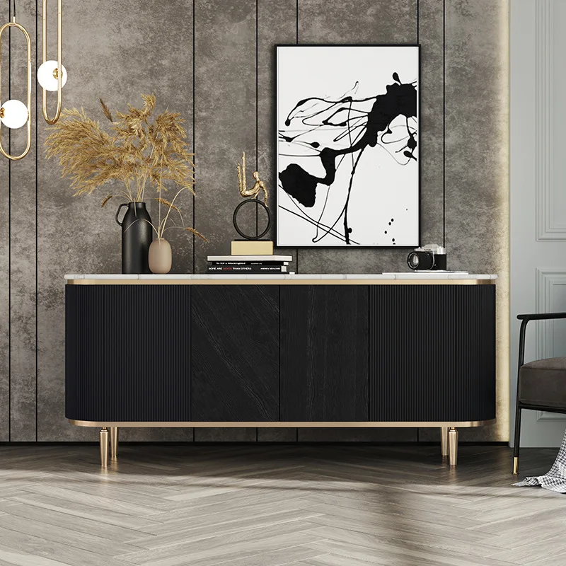 Light luxury marble TV cabinet High living room storage decorative cabinet Simple modern home wall bedroom TV cabinet