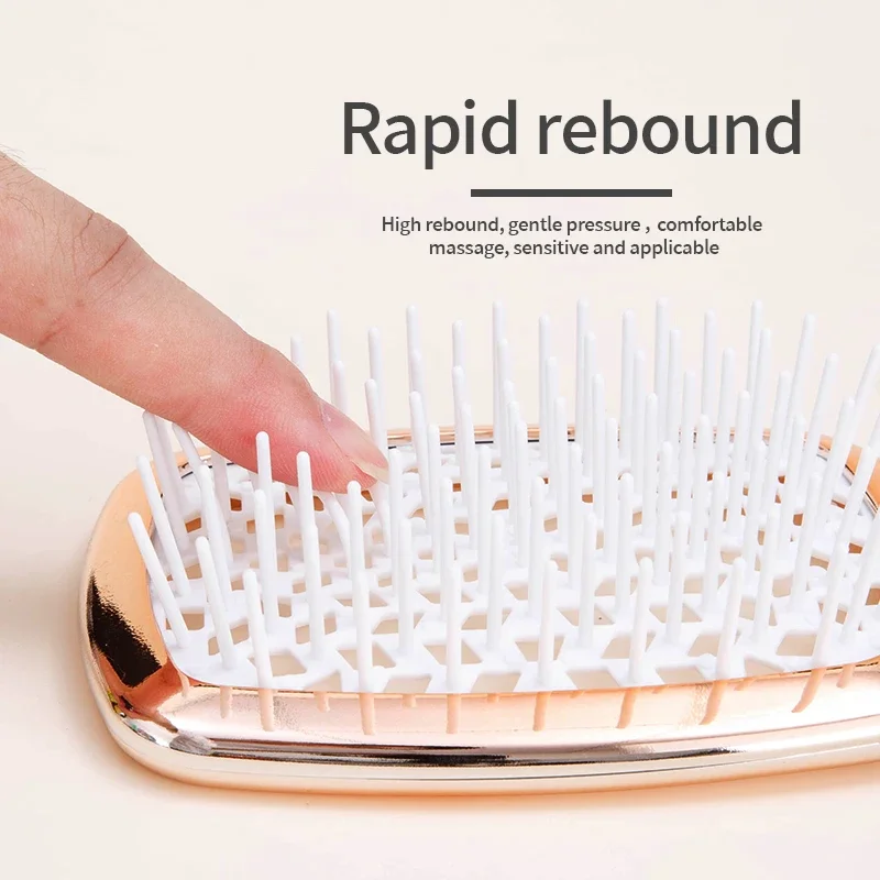 2Pcs Air Cushion Comb Gold Tangled Hair Brush Massage Anti-static Hollow Out Wet Curly Hair Brushes Salon Hair Tools