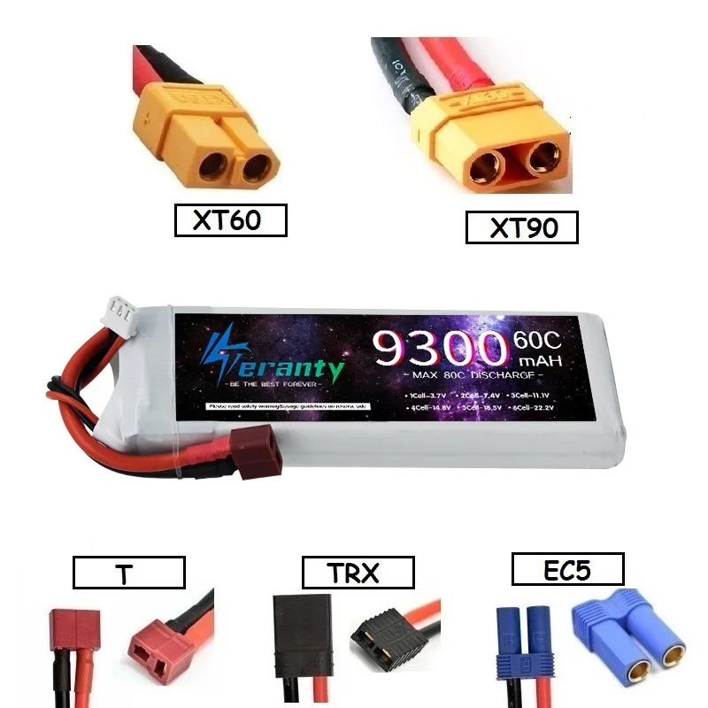 TERANTY 2S 9300mAh 60C 7.4V LiPo Battery RC Truck Airplane Helicopter Car Competition RC Boat Hobbies with XT90 XT60 EC5 Plug