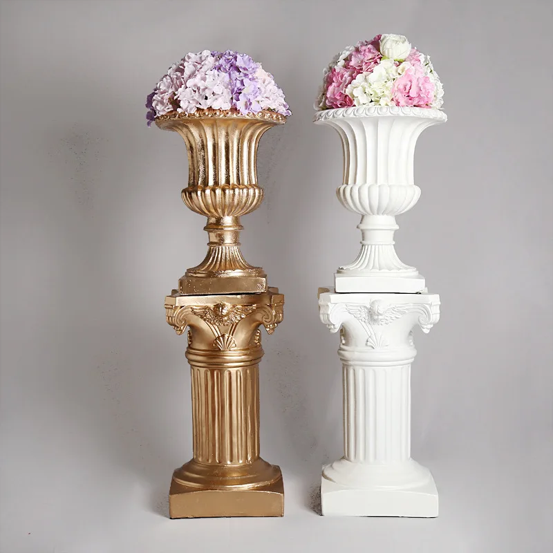 European resin Roman column flower pot wedding props wedding scene arrangement stage decoration flower road guide ornament