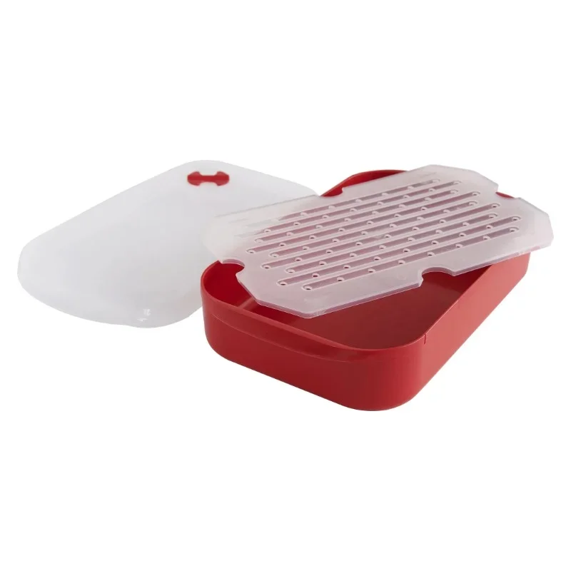 

new Microwave Veggie Steamer, Red, 10.4" x 6.6" x 2.1"-Home