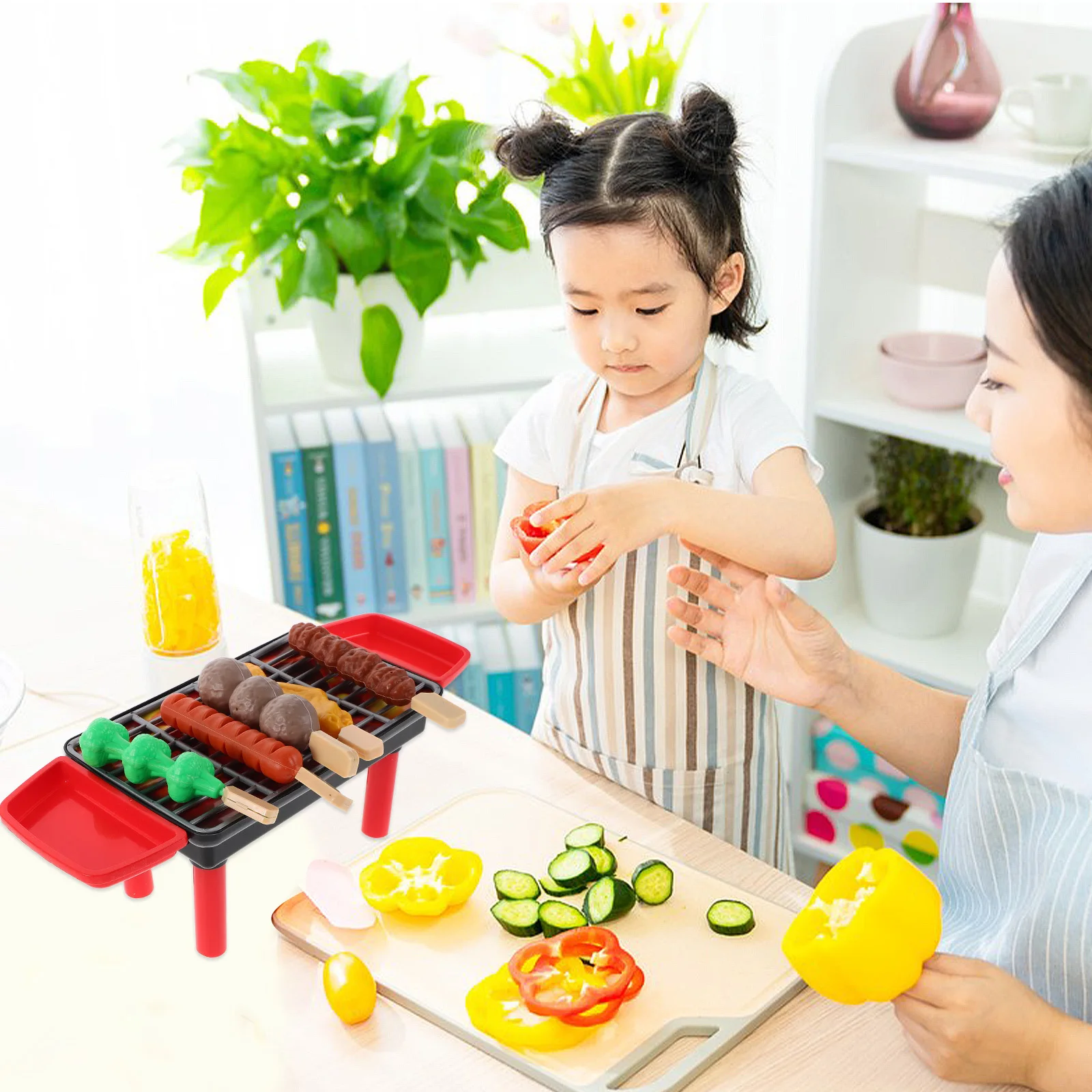 20 stuks keuken alsof voedselset realistische accessoires rookgeluid licht buiten koken spel koken speelgoed bbq set